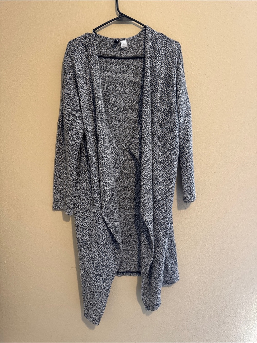 H&M Marled Gray Open-Front Waterfall Cardigan